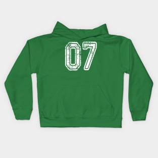 Number 07 Grungy in white Kids Hoodie